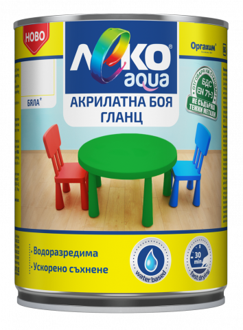 Акрилатана боя Леко Aqua Gloss гланц 0.7 л бяла - Бои за метал