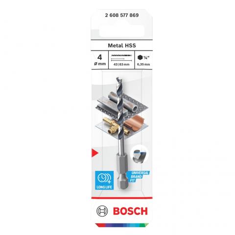 Свредло Bosch Metal HSS HEX 4х42x83 мм, снимка 2 - Свредла за метал