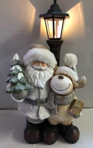 Фигура Дядо Коледа с елен 31х21х56 см магнезий, снимка 2 - Коледни фигури