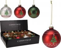 Коледна стъклена топка 8см, 3 дизайна