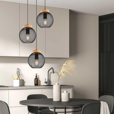 Полилей мрежа Moka 3xE27, 230 V черен, снимка 3 - Полилеи