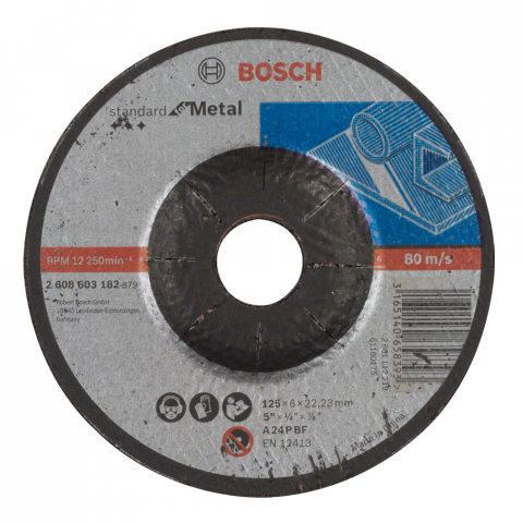 Диск за шлайфане на метал BOSCH 125х22,23х6,0 мм - Дискове за шлайфане на метал