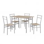 Комплект маса с 4 стола, MDF, цвят дъб