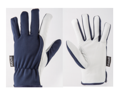 Ръкавици от кожа и трико AGAZ сини размер 8 - Кожени ръкавици