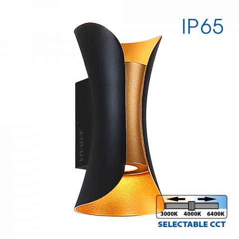 LED фасаден аплик Boston 10W 230V IP65 черно/злато, снимка 4 - Градински лампи