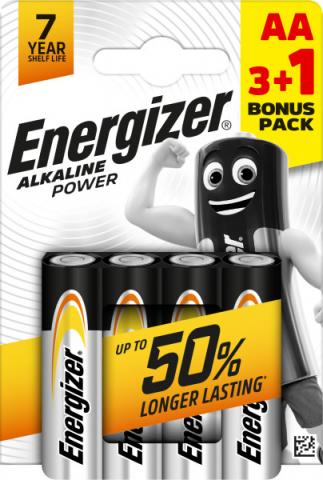 Батерия Energizer Alkaline Power AA 1.5V 3+1 бр. - Батерии