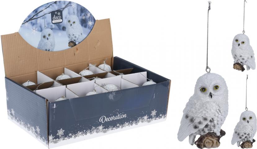 Коледна висулка Сова 10см, 2 дизайна, снимка 2 - Висулки за елхата