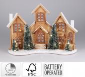 Дървени LED къщички 38х12х27см