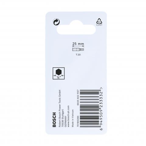 Комплект битове Impact Control T20 25 мм Bosch 2 бр, снимка 4 - Битове