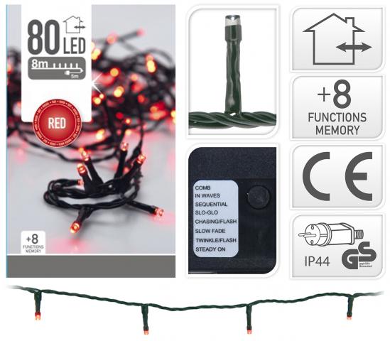 Светещ гирлянд  OUT 80 LED червена светлина - Светеща верига