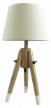 Настолна лампа Talpi с дървени крака, цвят екрю