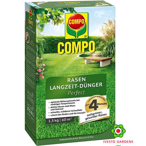 COMPO Бавно освобождаващ тор за тревни площи Perfect 1,5 kg за 60 m2 - Почви, торове, тревни смески и градински камъни