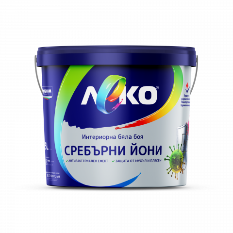 Интериорна боя Леко със сребърни йони 3 л бяла - Бели бои