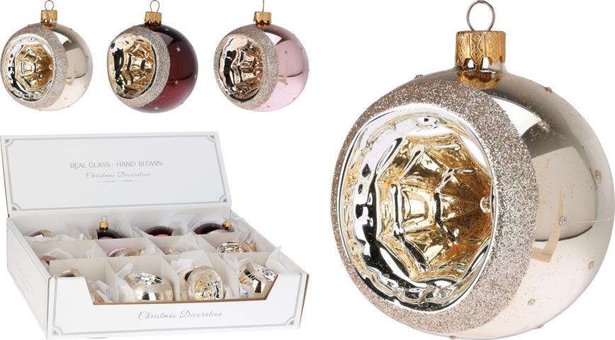 Коледна топка Reflector 8 см 3 дизайна - Коледа