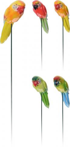 Изкуствено пиленце-папагал на стик 15 см - Градински стикове