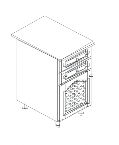 Талпи долен шкаф с две чекмеджета и една врата с решетка 40х60х89 - Кухни по проект в магазин