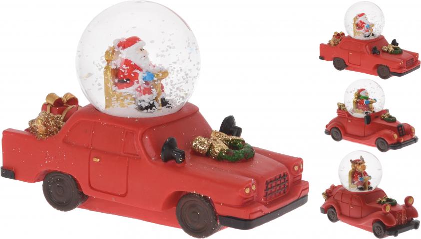 Преспапие Червена кола с коледна фигурка - Коледни фигури