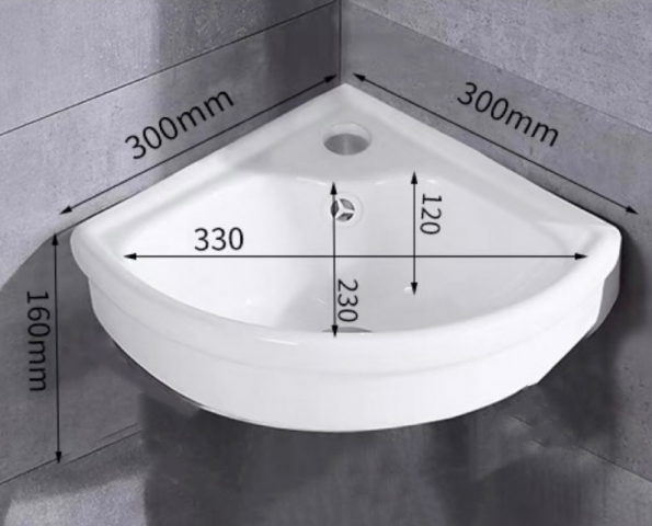 Ъглов порцеланов умивалник, снимка 2 - Умивалници