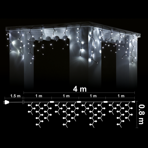 Светеща Завеса 'Висулка' 152 бели LED /диодни/ лампички - Светеща мрежа/завеса