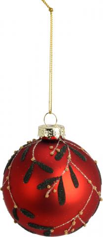 Коледна топка 8см с дизайн листа, стъклена, снимка 2 - Коледа