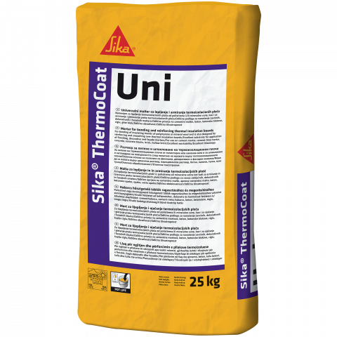 Лепило-шпакловка за XPS/EPS Sika ThermoCoat UNI 25 кг сиво - Лепила и шпакловки за eps и xps