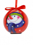 Светеща топка снежко червена с носле и шал 80мм