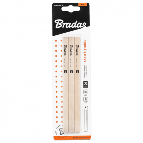 Молив дърводелски Bradas HB octagon 3 бр., снимка 2 - Моливи и креда