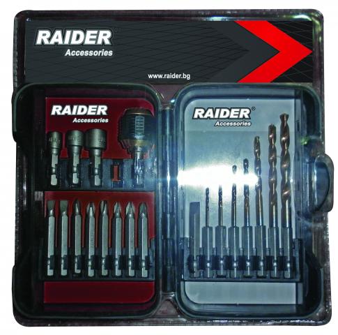 Комплект накрайници и свредла 1/4" 20 бр. RAIDER - Комплекти консумативи