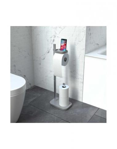 Стойка за тоалетна хартия с поставка, сива, снимка 2 - Поставки за тоалетна хартия