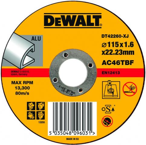 Абразивен диск за рязане алуминий DeWalt 115мм - Дискове за рязане на метал