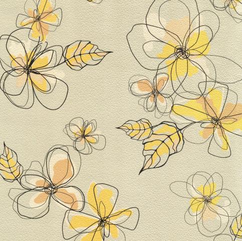 Тапет дуплекс Артистично цвете сиво-жълт - Тапети