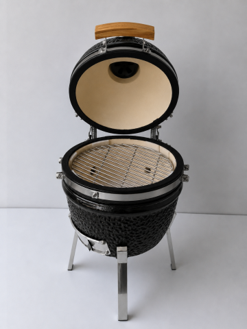 Барбекю Kamado 33x26x34.5 см черно, снимка 5 - Керамични грилове Кamado