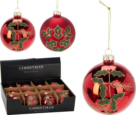 Коледна топка с украса 8 см 2 дизайна - Коледа