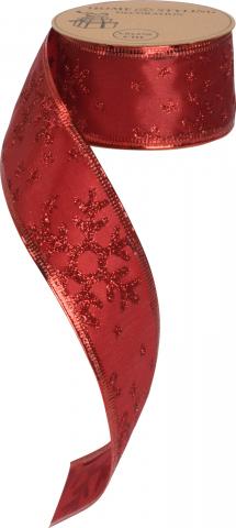 Коледна панделка 3,8х270см, 
щампа, червена,
полиестер, снимка 2 - Други декорации