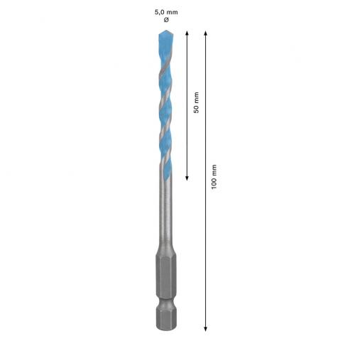 Свредло Bosch Expert HEX-9 Multi Construction 5x50x100 мм, снимка 2 - Свредла универсални