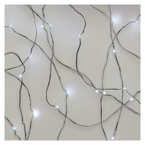 LED коледна верига сребриста, 4м студено бяла - Светеща верига