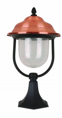 Градинска лампа Рига  h=50 см  стъкло метал - черен/мед - Градински лампи