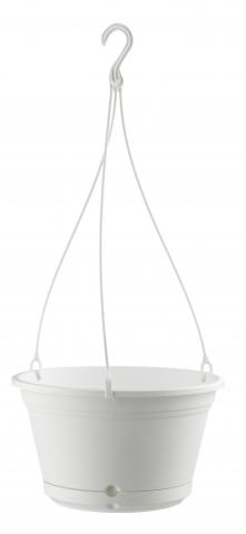 Висяща саксия Air ф28,5см, бяла с подложка - Висящи саксии