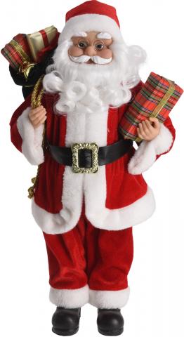 Фигура Дядо Коледа плюш, 
35х28х80см, червен - Коледни фигури