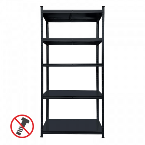 Стелаж De'Home Popular 150х75х40 см 5х80 кг черен - Метални стелажи