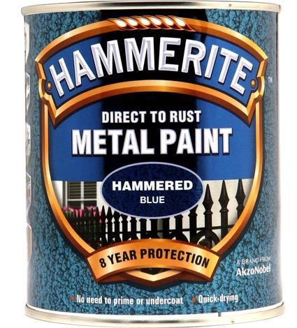 Боя за метал Hammerite 0.75 л син хамър ефект - Бои 3в1