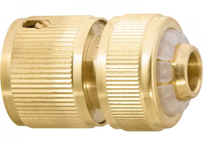 Съединител за маркуч 3/4" месингов стоп - Конектори месинг