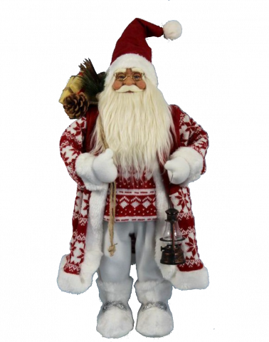 Фигура Дядо Коледа 60см, бяло-червен - Коледни фигури