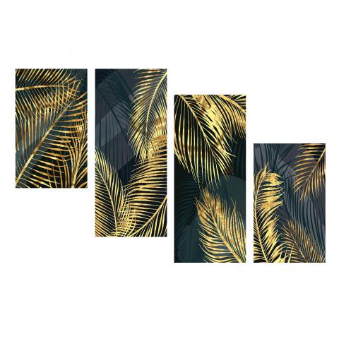 Деко пано 4 части Gold palm 120x70 см, снимка 3 - Картини и рамки