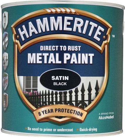 Боя за метал Hammerite 2.5л, черен сатен - Бои 3в1
