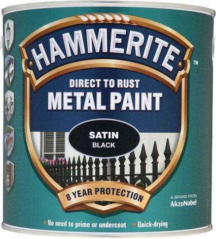 Боя за метал Hammerite 2.5 л черен сатен - Бои 3в1