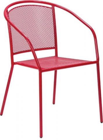 Градински стол ARKO с подлакътници, червен - Метални столове