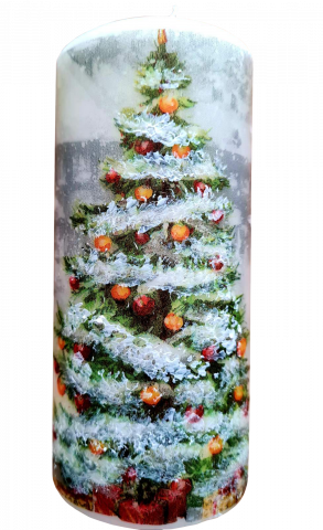 Коледна свещ ръчно изработена 15 см., снимка 4 - Коледни артикули