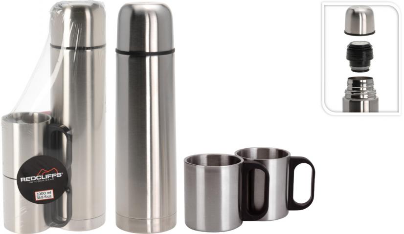 Комплект термос с 2 чаши, стомана - Съдове и прибори