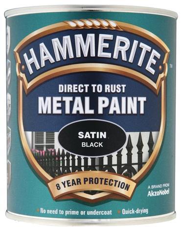 Боя за метал Hammerite 0.75л, черен сатен - Бои 3в1